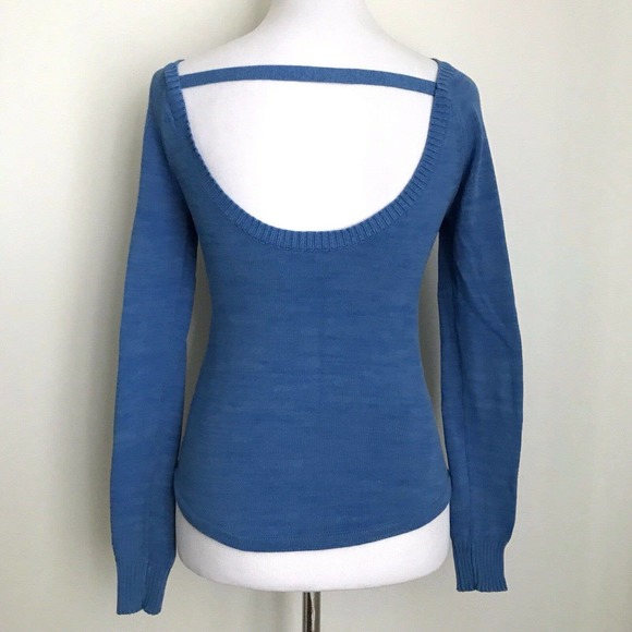 Cooperative Urban Outfitters Blue Palm Tree Sweater Open Strap Back Size XS - Picture 5 of 10